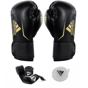 Kit Luva Boxe Muay Thai Adidas Couro