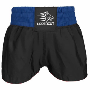 Short Muay Thai e Kickboxing Uppercut Preto e Azul