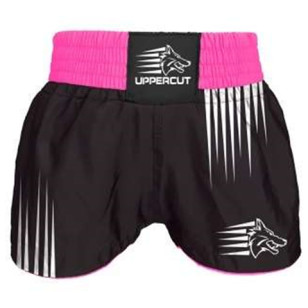 Short Muay Thai Kickboxing Preto rosa Uppercut