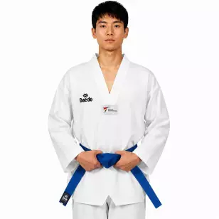 Dobok Daedo canelado gola branca aprovado