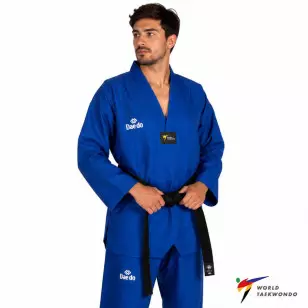 Dobok Daedo Competition Gola Preta Aprovado WT azul