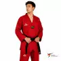 Dobok Daedo Competition Gola Preta Aprovado WT vermelho